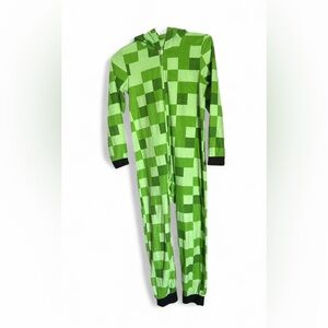 Pixel Patterned Green Kids Footie
